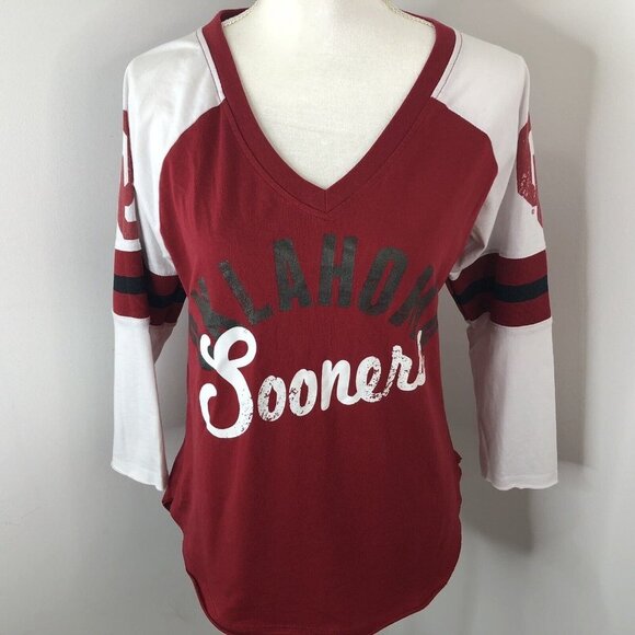Touch by Alyssa Milano Womens Oklahoma Sooners NCAA VNeck T-Shirt Size Large - Picture 2 of 13